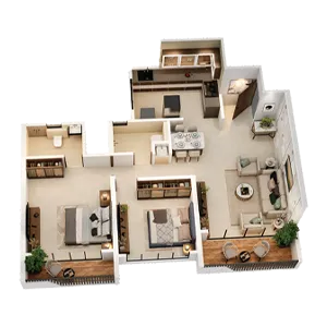 Royal Sky Eloria Rahatani 2 BHK Floor Plan Image